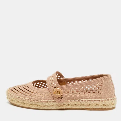 Pre-owned Dior Caro Size 37 Pink Knit Fabric Espadrille Flats