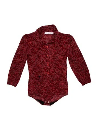 Pre-owned Dior Cashmere Animal Print Bodysuit In Red