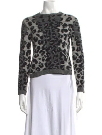 Pre-owned Dior Cashmere Animal Print Sweater In Gray