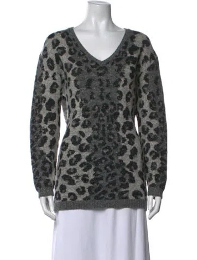 Pre-owned Dior Cashmere Animal Print Sweater In Grey/pink