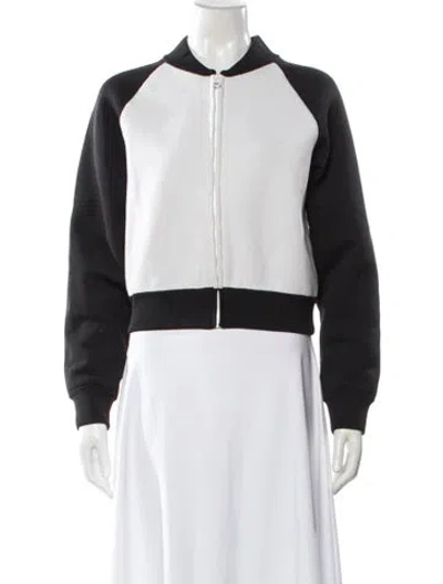 Pre-owned Dior Cashmere Colorblock Pattern Bomber Jacket In White