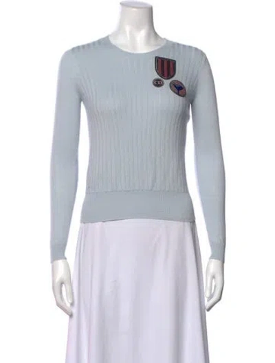 Pre-owned Dior Cashmere Crew Neck Sweater In Blue