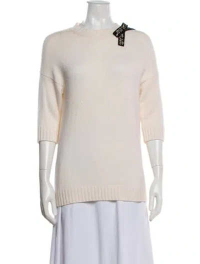 Pre-owned Dior Cashmere Crew Neck Sweater In White