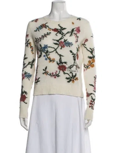 Pre-owned Dior Cashmere Floral Print Sweater In Blue