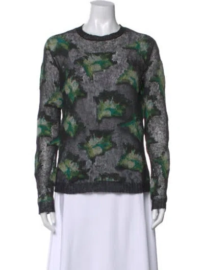 Pre-owned Dior Cashmere Floral Print Sweater In Green