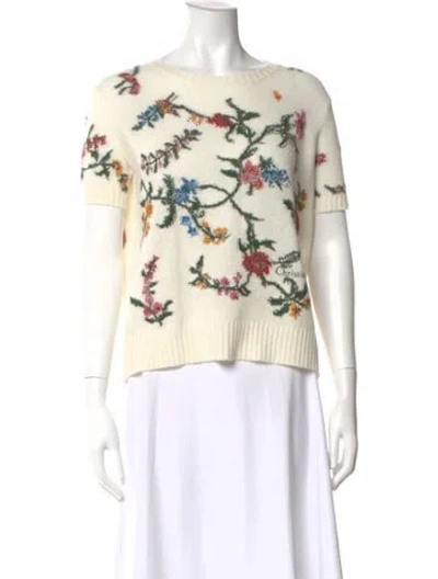 Pre-owned Dior Cashmere Floral Print Sweater In Neutral