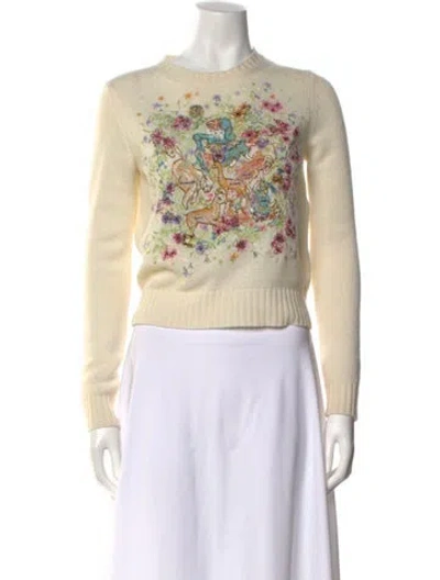 Pre-owned Dior Cashmere Floral Print Sweater In Neutral