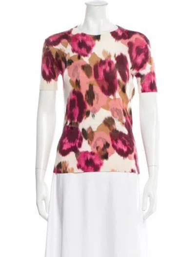 Pre-owned Dior Cashmere Floral Print Sweater In Pink