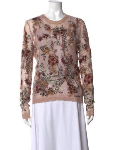 Pre-owned Dior Cashmere Floral Print Sweater In Pink