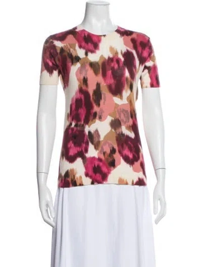 Pre-owned Dior Cashmere Floral Print Top In Neutral