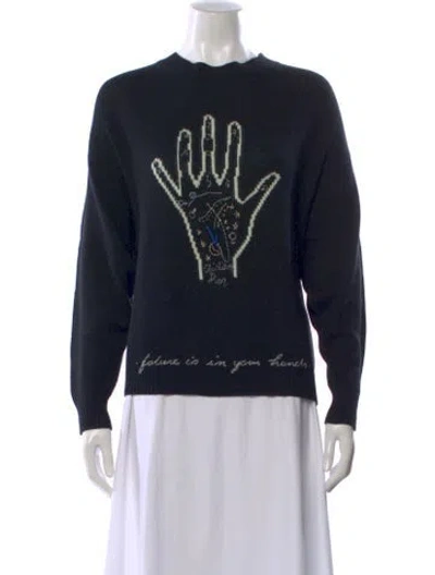 Pre-owned Dior Cashmere Graphic Print Sweater In Black