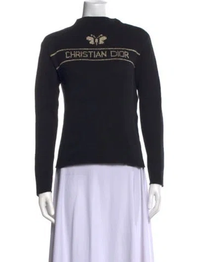 Pre-owned Dior Cashmere Graphic Print Sweater In Black