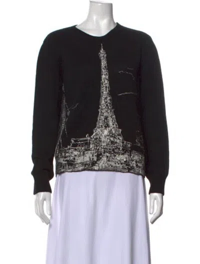 Pre-owned Dior Cashmere Graphic Print Sweater In Black