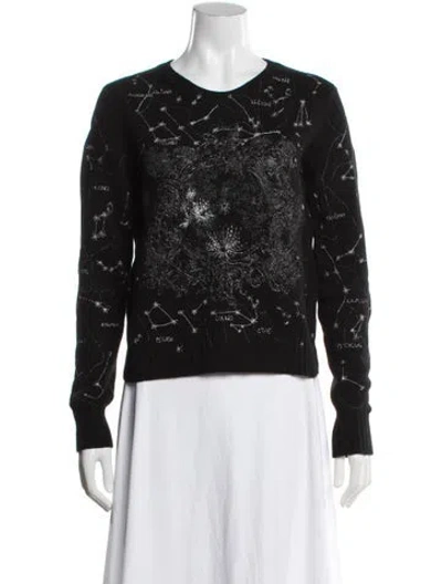 Pre-owned Dior Cashmere Graphic Print Sweater In Black/metallic/silver