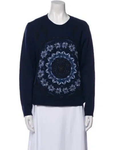 Pre-owned Dior Cashmere Graphic Print Sweater In Blue