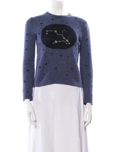 Pre-owned Dior Cashmere Graphic Print Sweater In Blue