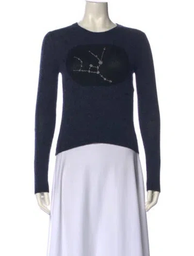 Pre-owned Dior Cashmere Graphic Print Sweater In Blue
