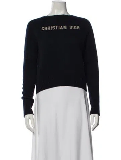 Pre-owned Dior Cashmere Graphic Print Sweater In Blue