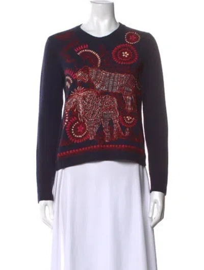 Pre-owned Dior Cashmere Graphic Print Sweater In Blue