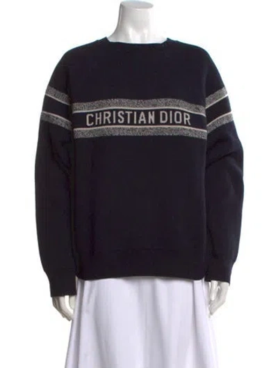 Pre-owned Dior Cashmere Graphic Print Sweater In Blue