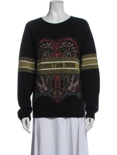 Pre-owned Dior Cashmere Graphic Print Sweater In Blue