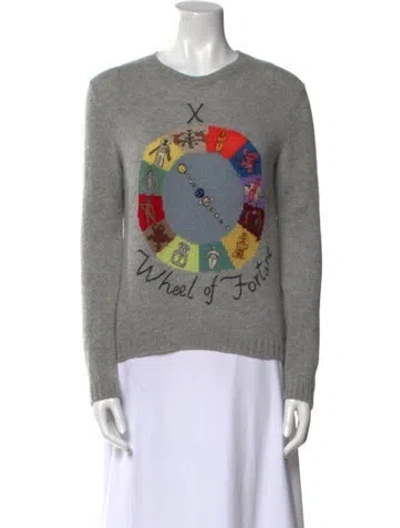 Pre-owned Dior Cashmere Graphic Print Sweater In Gray