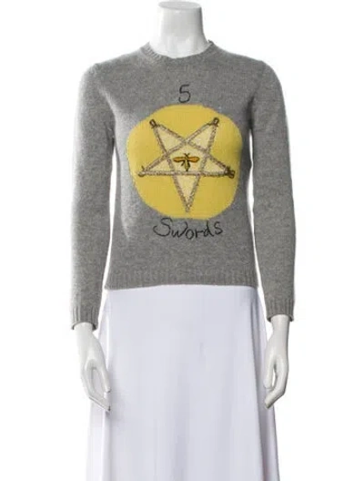 Pre-owned Dior Cashmere Graphic Print Sweater In Gray