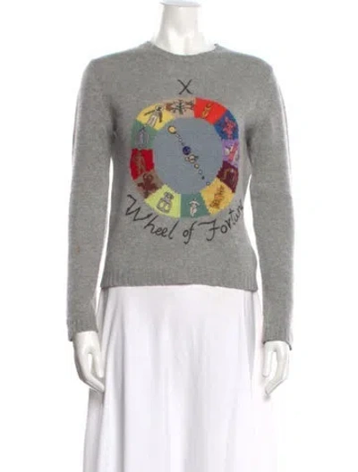Pre-owned Dior Cashmere Graphic Print Sweater In Gray