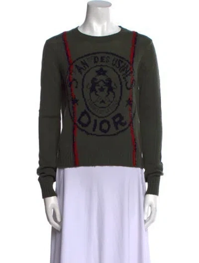 Pre-owned Dior Cashmere Graphic Print Sweater In Gray