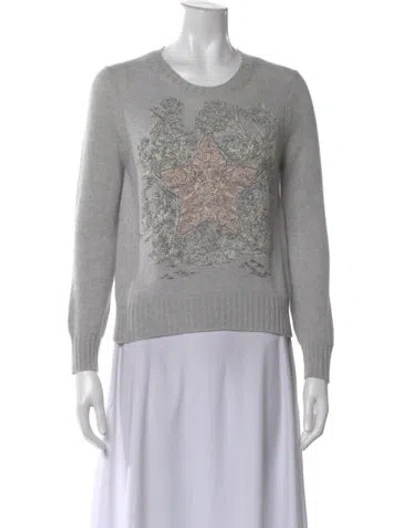 Pre-owned Dior Cashmere Graphic Print Sweater In Gray