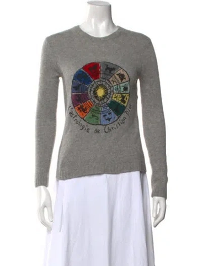 Pre-owned Dior Cashmere Graphic Print Sweater In Gray