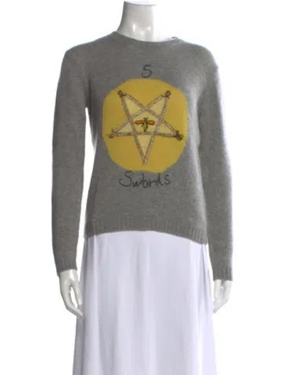Pre-owned Dior Cashmere Graphic Print Sweater In Grey