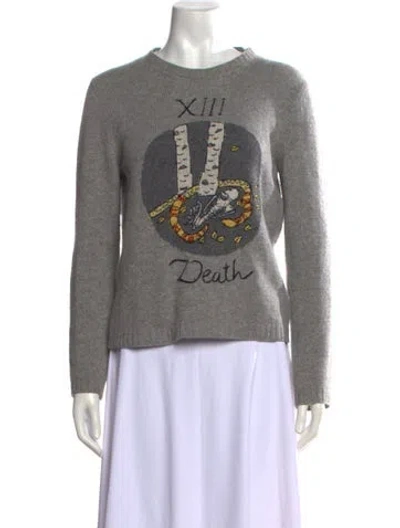 Pre-owned Dior Cashmere Graphic Print Sweater In Grey