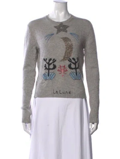 Pre-owned Dior Cashmere Graphic Print Sweater In Grey