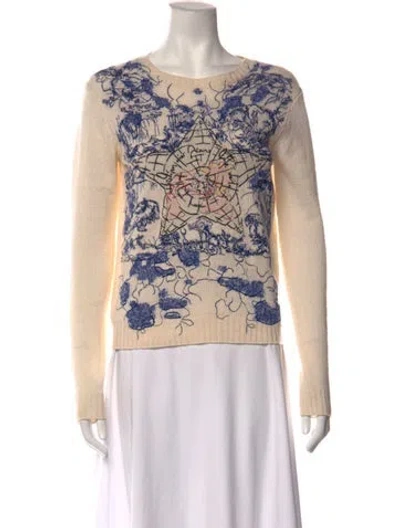 Pre-owned Dior Cashmere Graphic Print Sweater In Neutrals