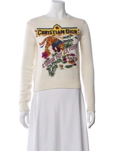 Pre-owned Dior Cashmere Graphic Print Sweater In Neutrals