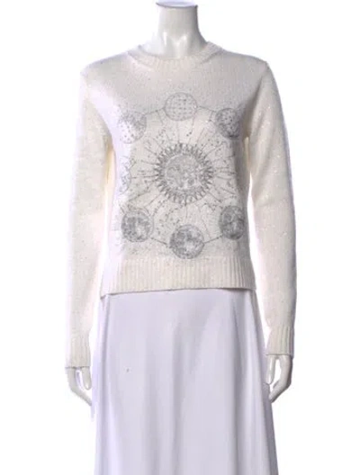 Pre-owned Dior Cashmere Graphic Print Sweater In White