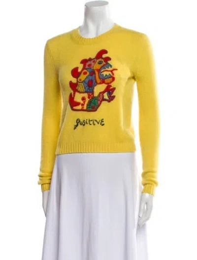 Pre-owned Dior Cashmere Graphic Print Sweater In Yellow