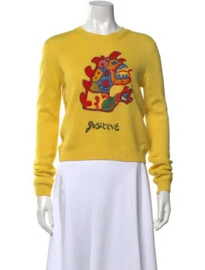 Pre-owned Dior Cashmere Graphic Print Sweater In Yellow
