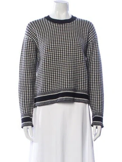 Pre-owned Dior Cashmere Houndstooth Print Sweater In Black