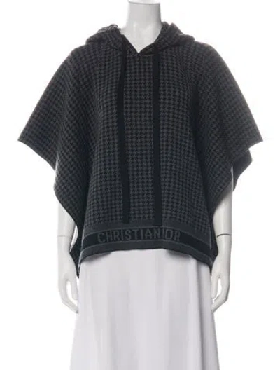 Pre-owned Dior Cashmere Houndstooth Print Sweater In Green