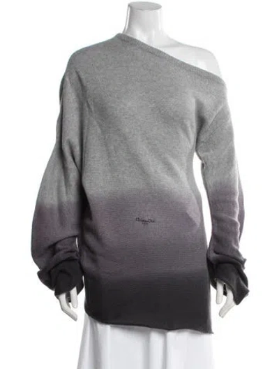 Pre-owned Dior Cashmere Off-the-shoulder Sweater In Grey