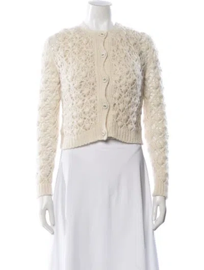Pre-owned Dior Cashmere Patterned Sweater In White