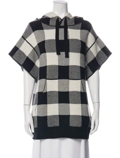 Pre-owned Dior Cashmere Plaid Print Poncho In White