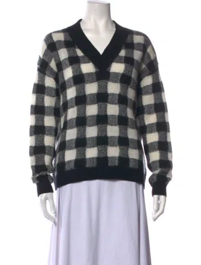 Pre-owned Dior Cashmere Plaid Print Sweater In Black