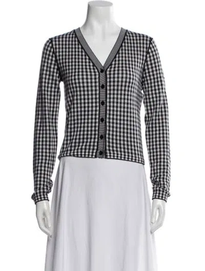 Pre-owned Dior Cashmere Plaid Print Sweater W/ Tags In White