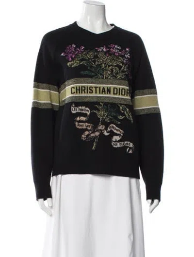 Pre-owned Dior Cashmere Printed Sweater In Black