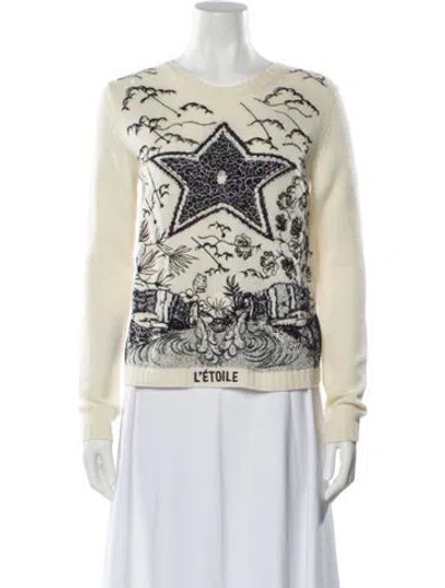 Pre-owned Dior Cashmere Printed Sweater In White