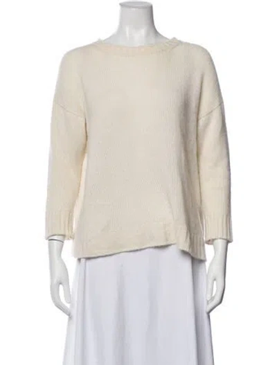 Pre-owned Dior Cashmere Scoop Neck Sweater In White