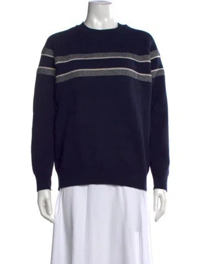 Pre-owned Dior Cashmere Striped Sweater In Blue